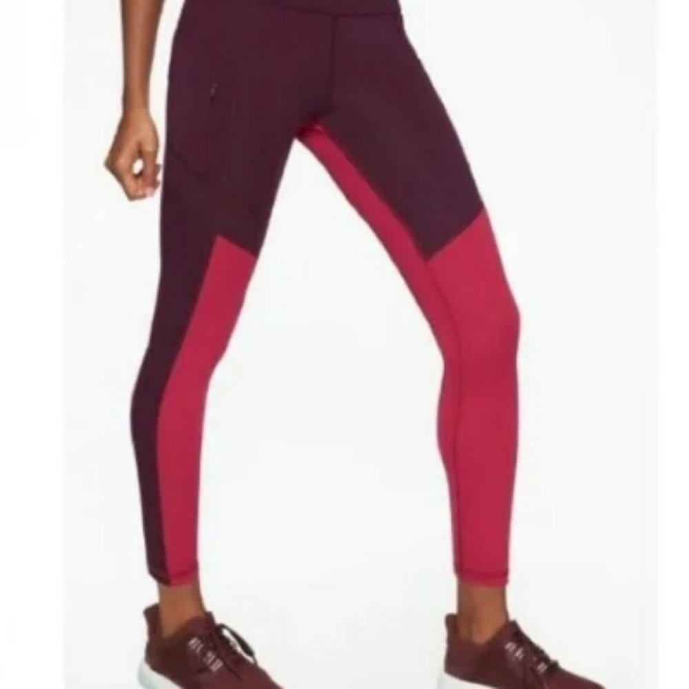 *Athleta All In Structure Colorblock 7/8 Leggings, Size Small, Auberge